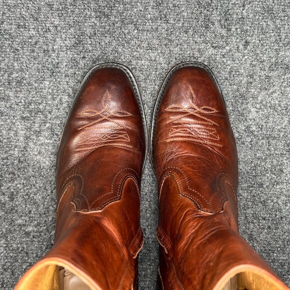 Boulet Ranch Hand Western Boots Men's Size 10 Brown Leather Zip Dress Cowboy - Picture 9 of 14